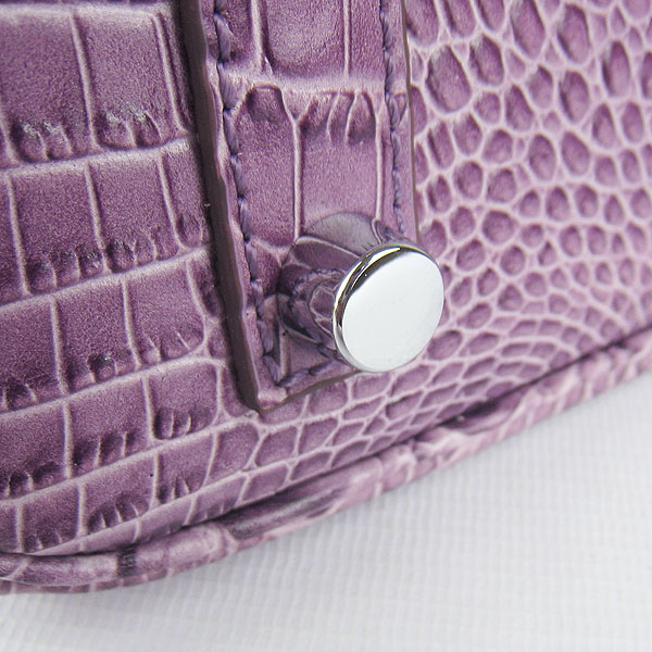 Replica Hermes Birkin 30CM Crocodile Head Veins Bag Purple 6088 On Sale